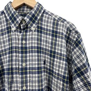 VTG Polo Ralph Lauren Blaire Shirt Mens Medium Blue Plaid Cotton Button Down
